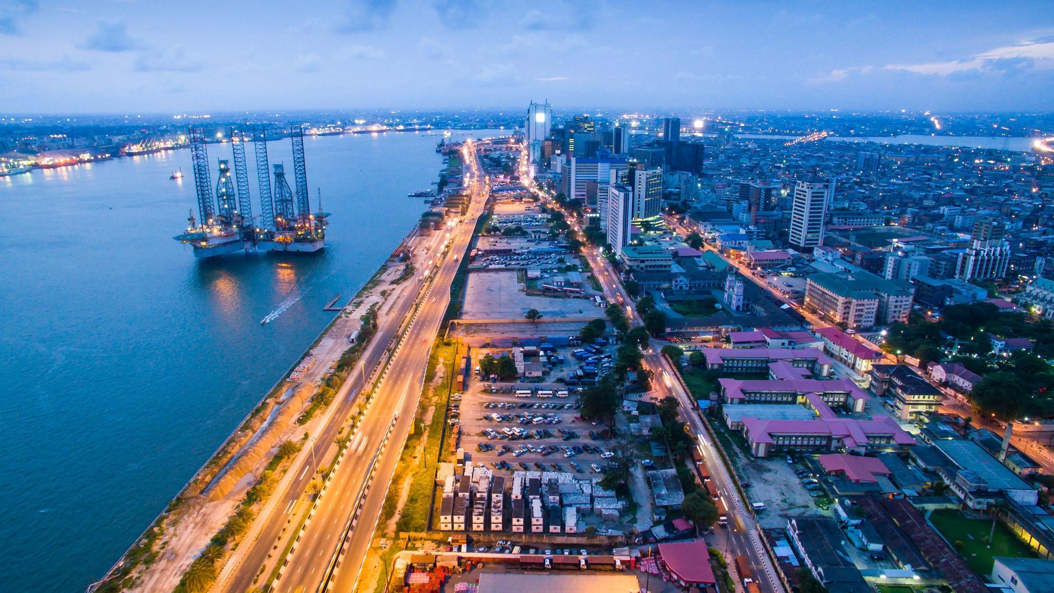 Lagos Marina at dusk
